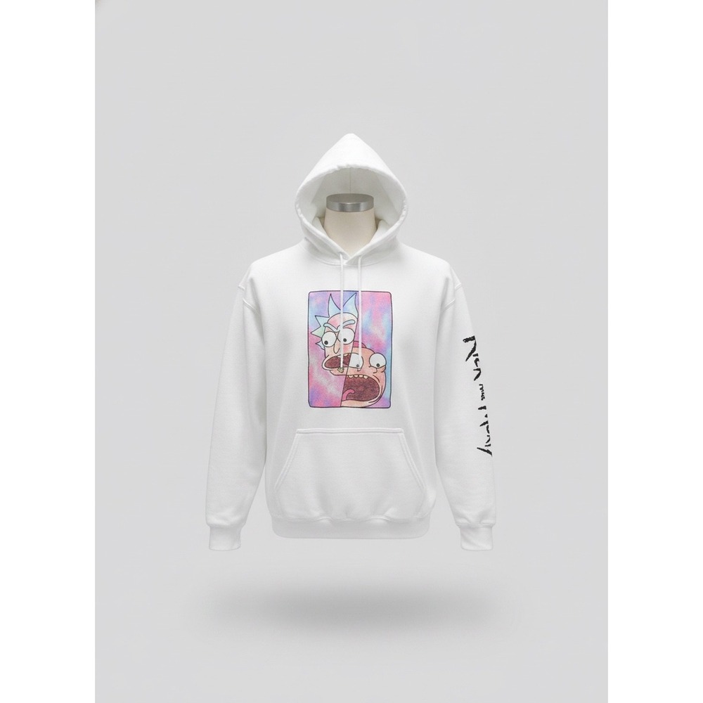 Rick and Morty Mens Graphic Hoodie White Psychedelic Portal Print Sweatshirt